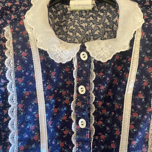 Gunne Sax Jeunes Filles by Jessica Girls 14 VTG Prairie Rose Bud High Neck Lace - Picture 5 of 13